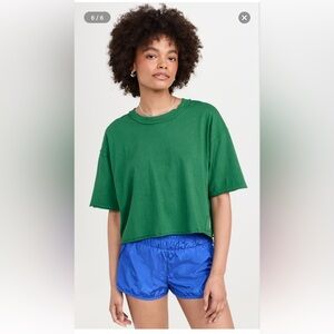 FP Movement by Free People Teal Cropped Crew Tee